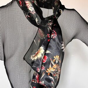 Vintage black floral scarf. Original owner. Great condition. 13.5"x46".